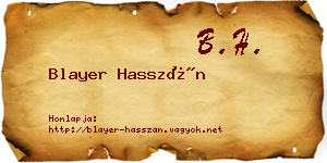 Blayer Hasszán névjegykártya